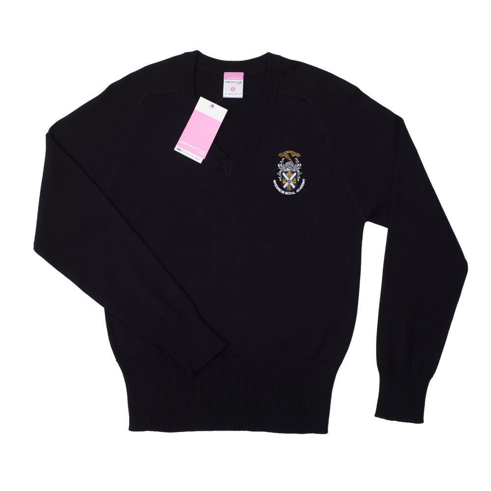 Inverness Royal Academy Unisex Cotton V-Neck Black