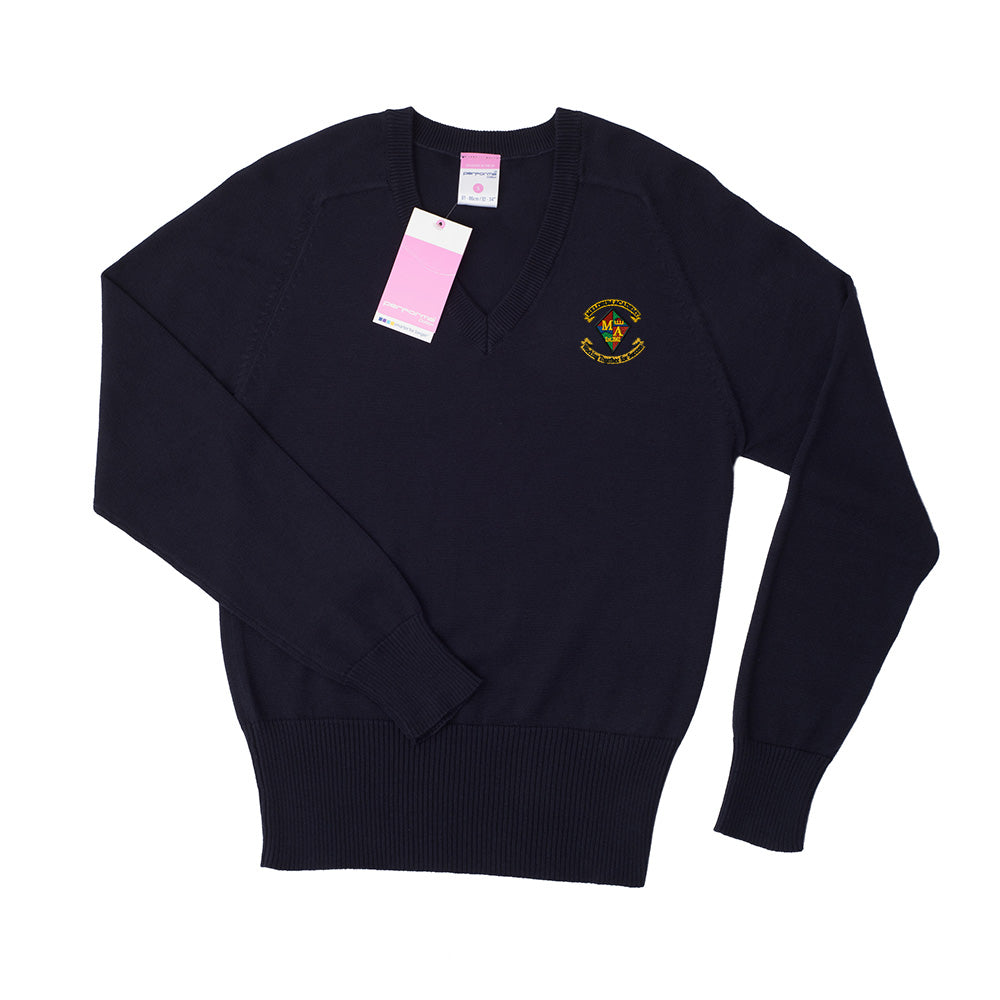 Meldrum Academy Unisex Cotton V-Neck Navy