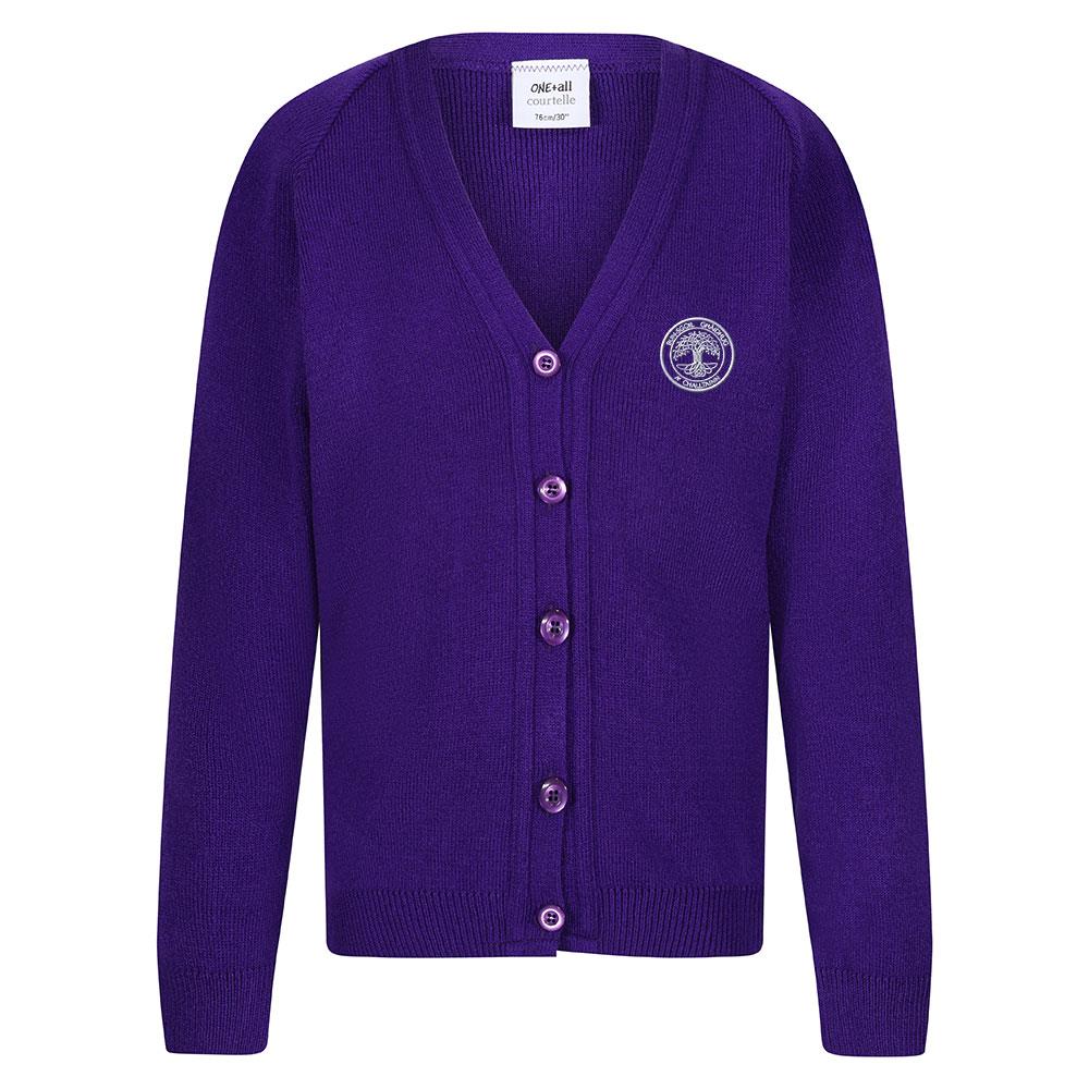Calton Gaelic Primary Courtelle Cardigan Purple