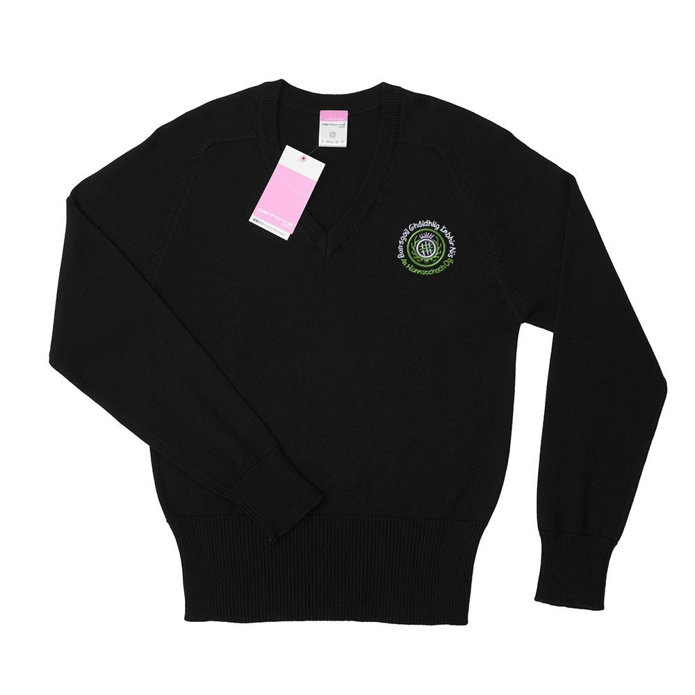 Bun-Sgoil Ghaidhlig Inbhir Nis Unisex Cotton V-Neck Black (Primary 7)