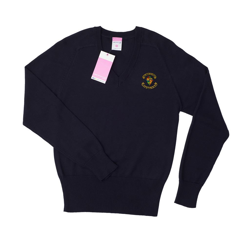 Meldrum Academy Girls Cotton V-Neck Navy
