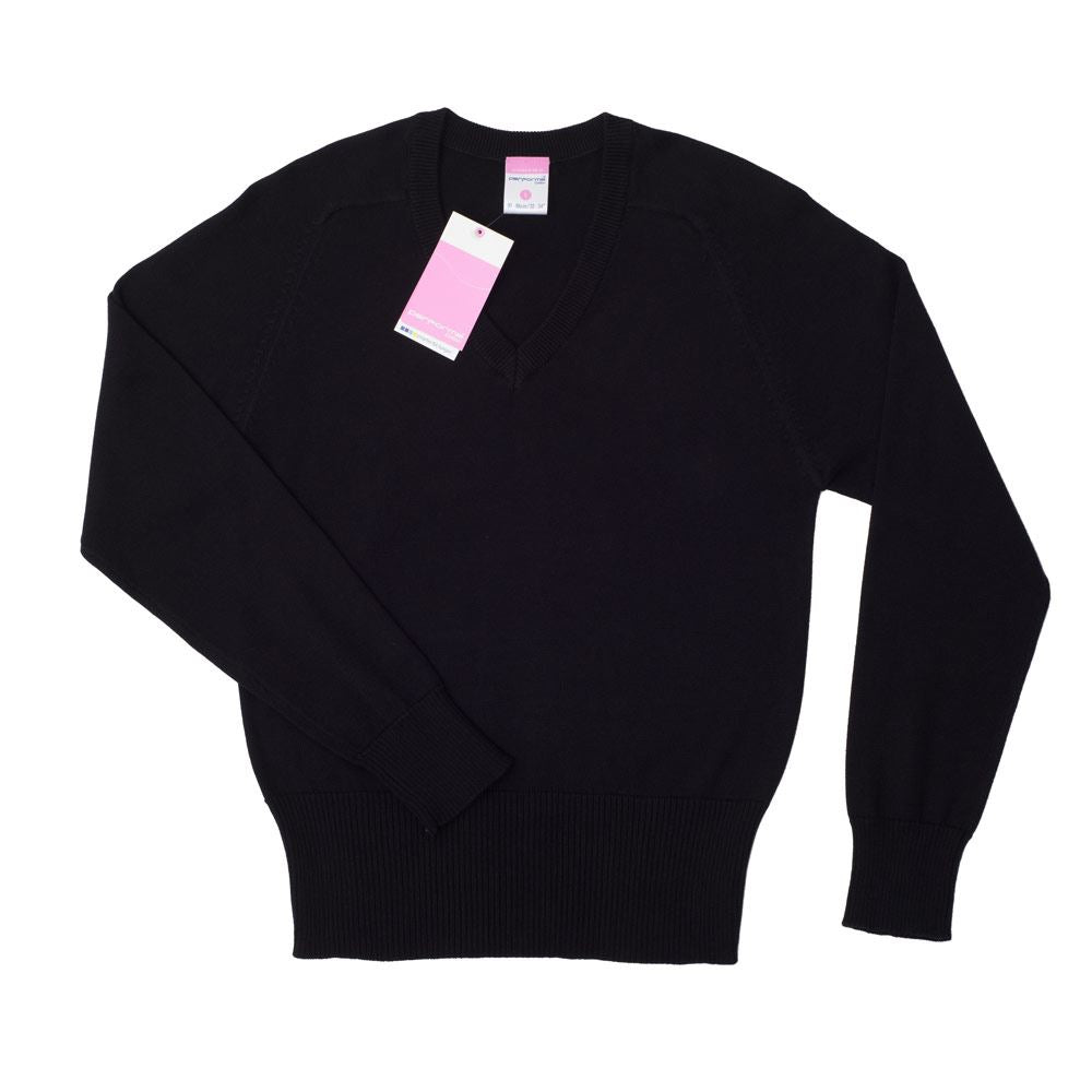 Hillhead High Girls Cotton V-Neck Black