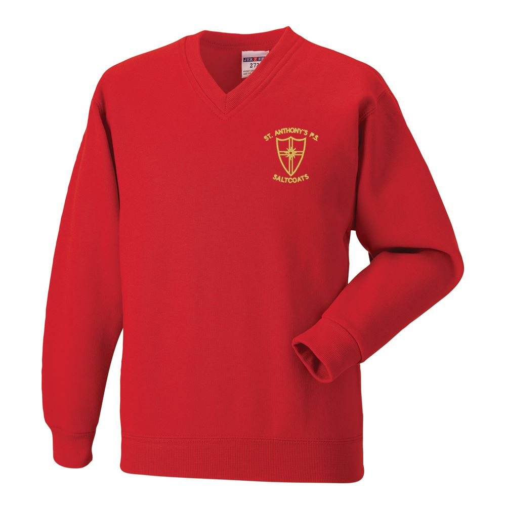 St Anthonys Primary Saltcoats V-Neck Sweatshirt Red