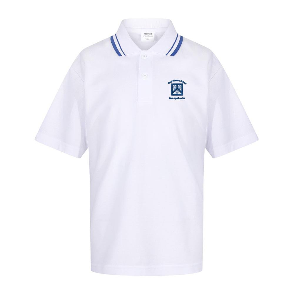 West Gaelic Primary Trimmed Polo White/Royal