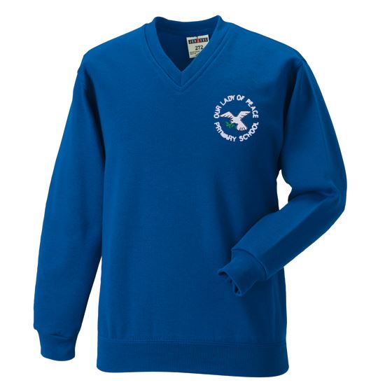 Our Lady of the Peace Primary V-Neck Sweatshirt Royal