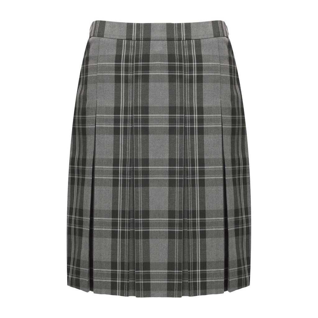 Girls Tartan Pleated Skirt Grey Tonal