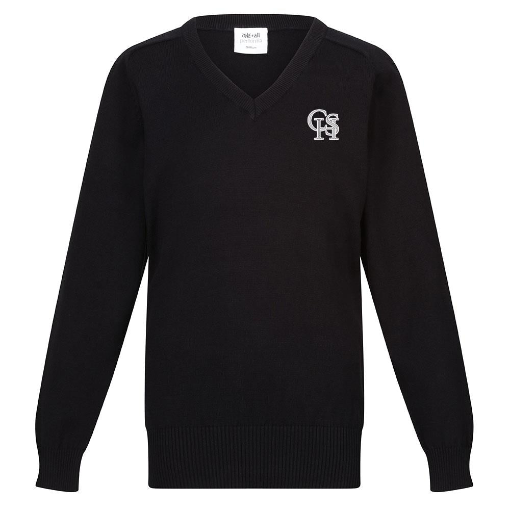 Calderglen High Unisex Cotton V-Neck Black