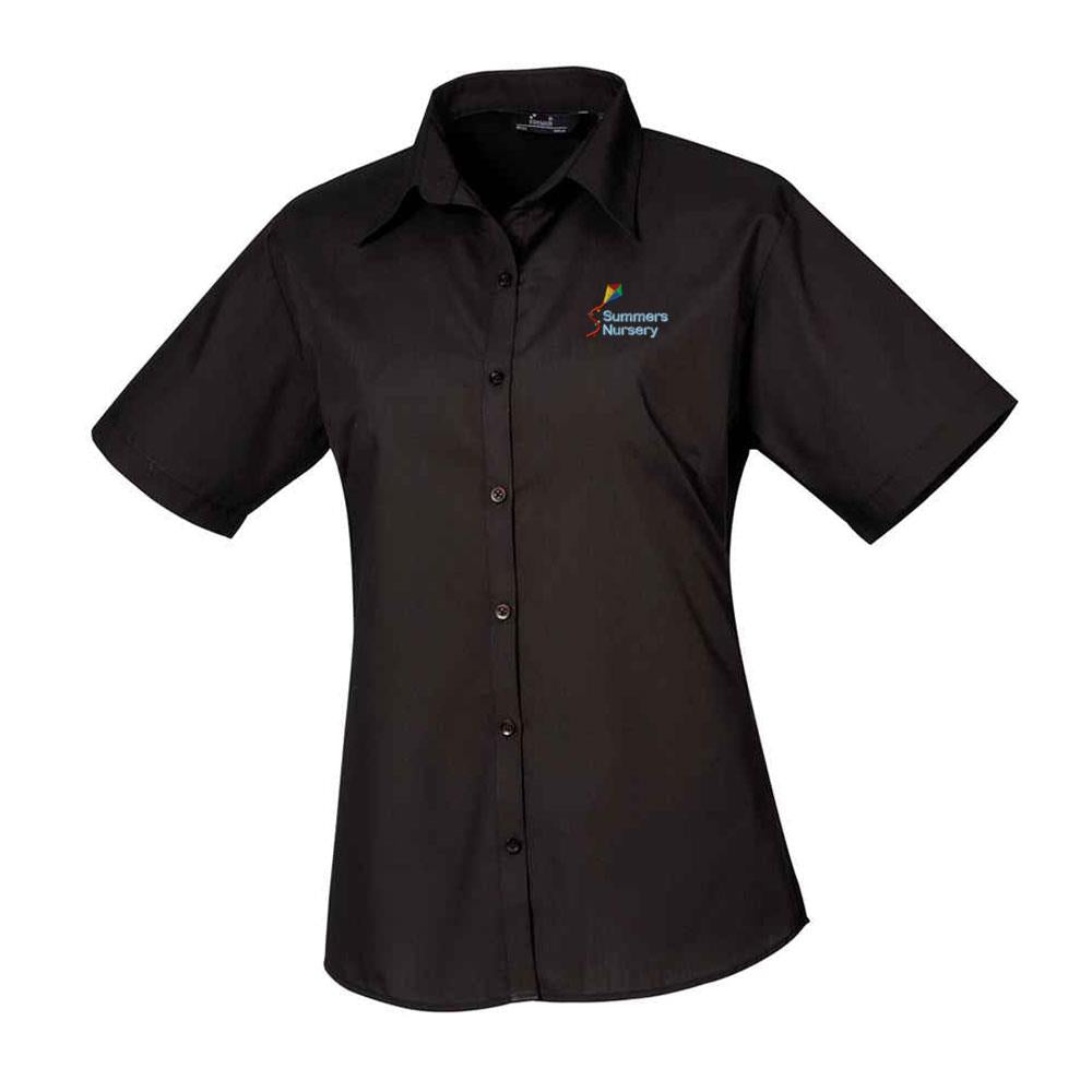 Summers Nursery Staff Short Sleeve Poplin Blouse Black