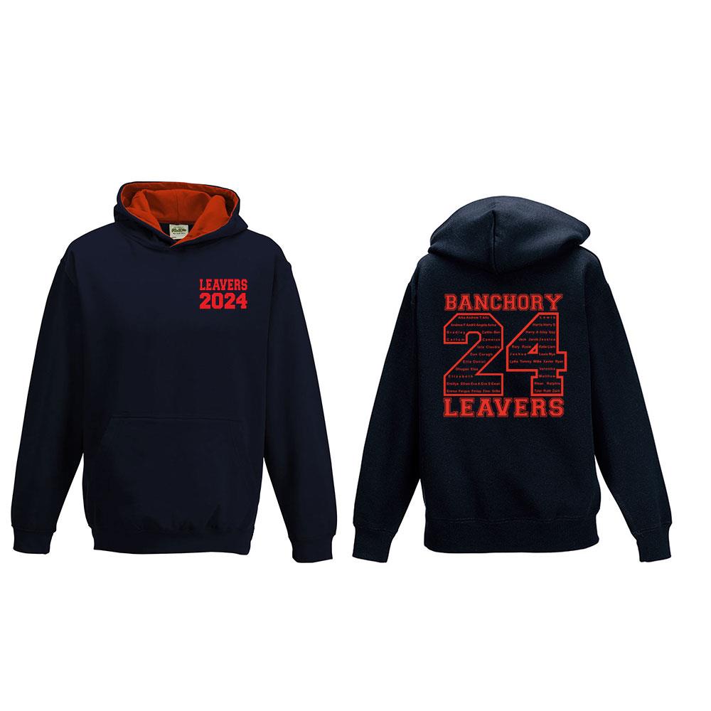 Banchory Primary Leavers Hoodie Navy/Red