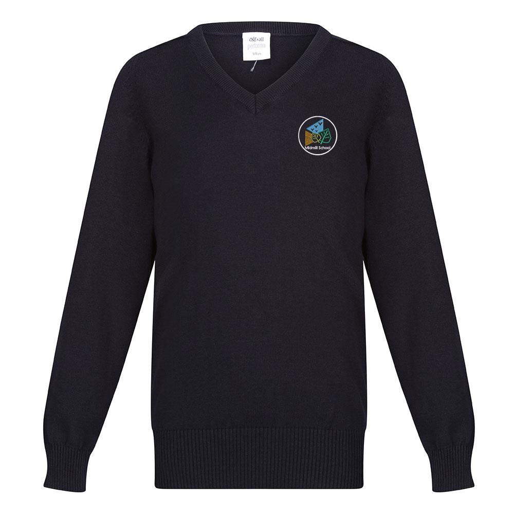 Midmill Primary Unisex Cotton V-Neck Navy