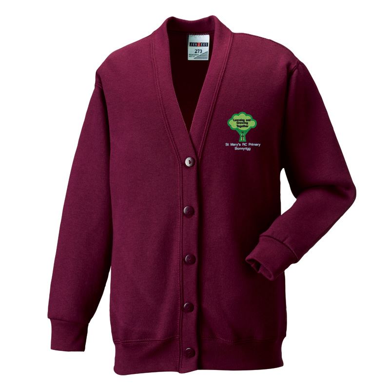 St Marys Primary Bonnyrigg Sweat Cardigan Maroon