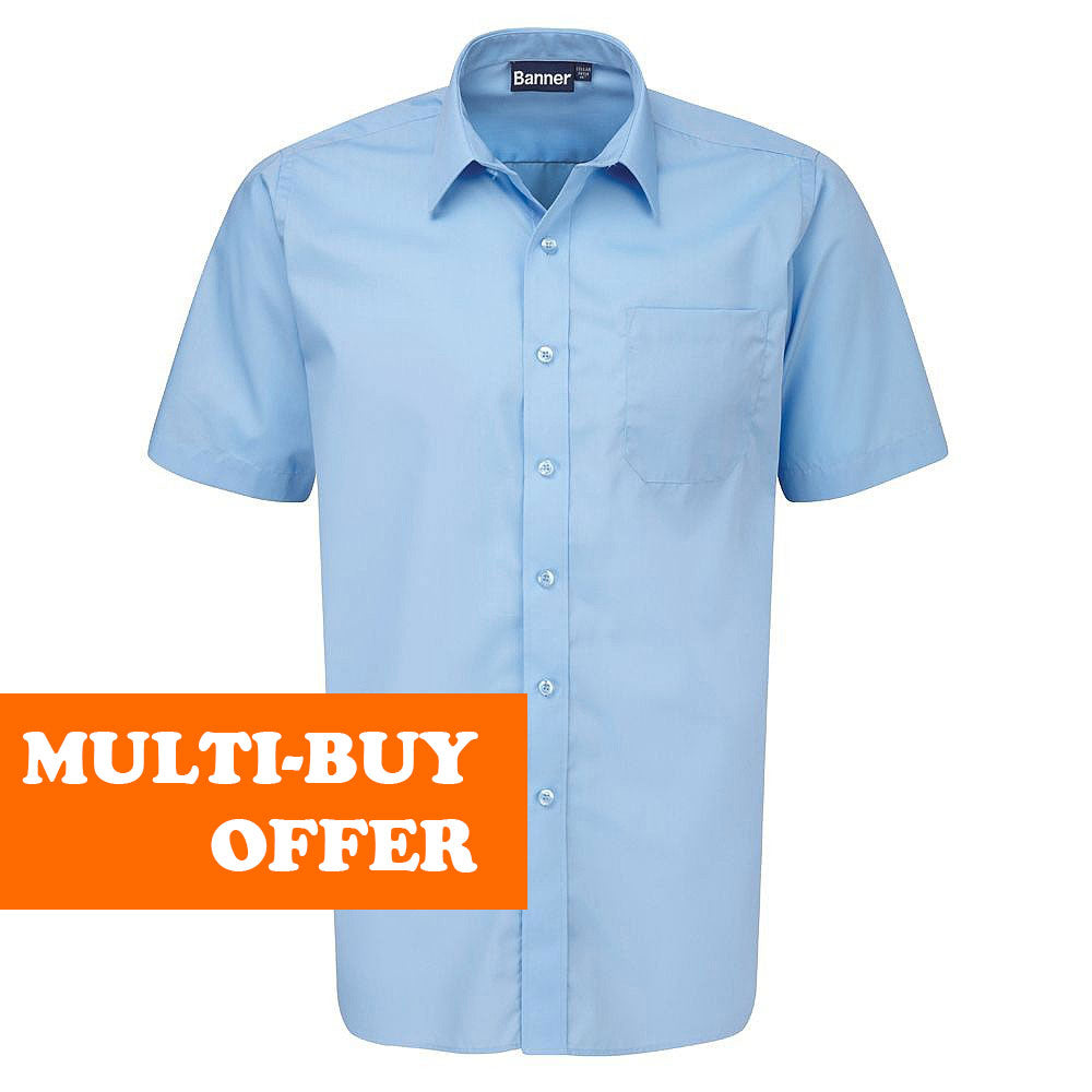 Banner Boys Short Sleeve Easy (Twin Schoolwear Shirts Pack) Made Blue –