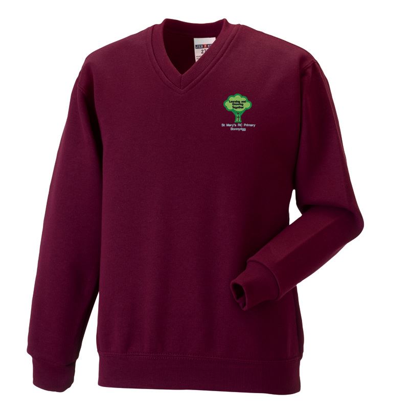 St Marys Primary Bonnyrigg V-Neck Sweatshirt Burgundy