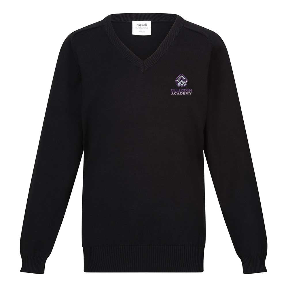 Culloden Academy Unisex Cotton V-Neck Black