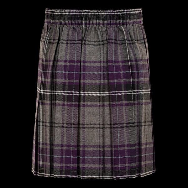 Junior Girls Box Pleat Skirt Purple/Grey Tartan