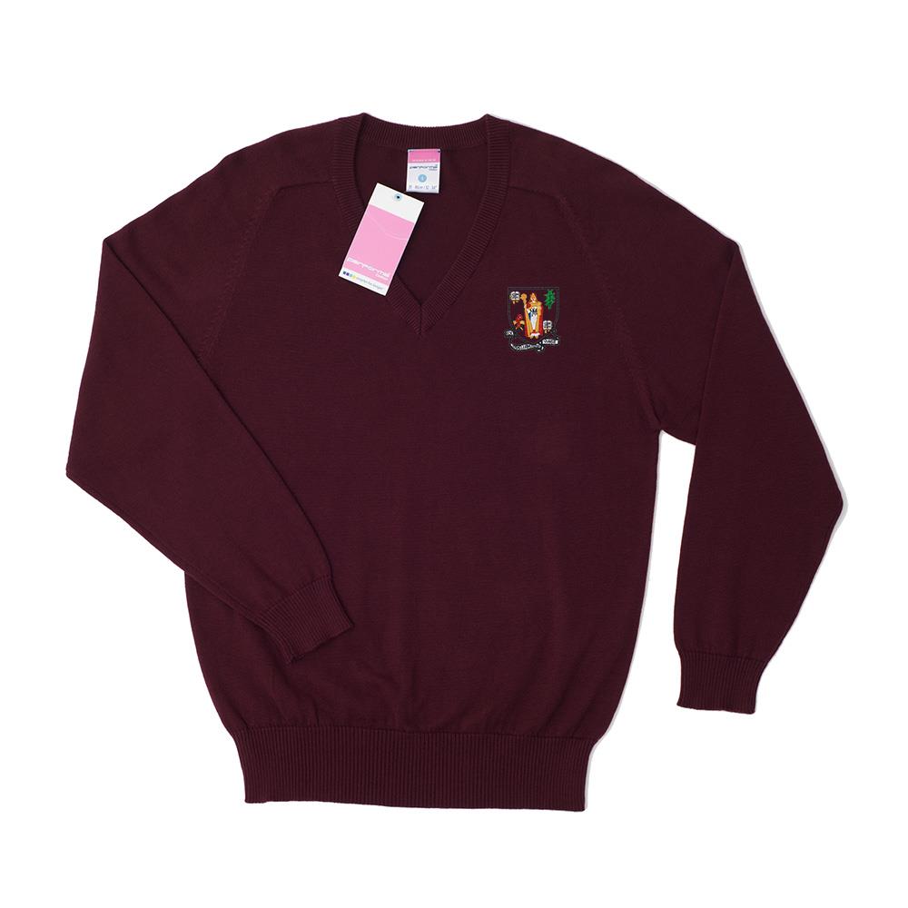 Banchory Academy Girls Cotton V-Neck Burgundy