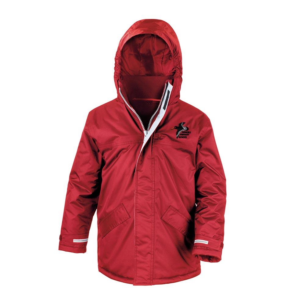 Prinmill Collection Logo Pirnmill Primary Core Kids Winter Parka Red – Schoolwear Made Easy