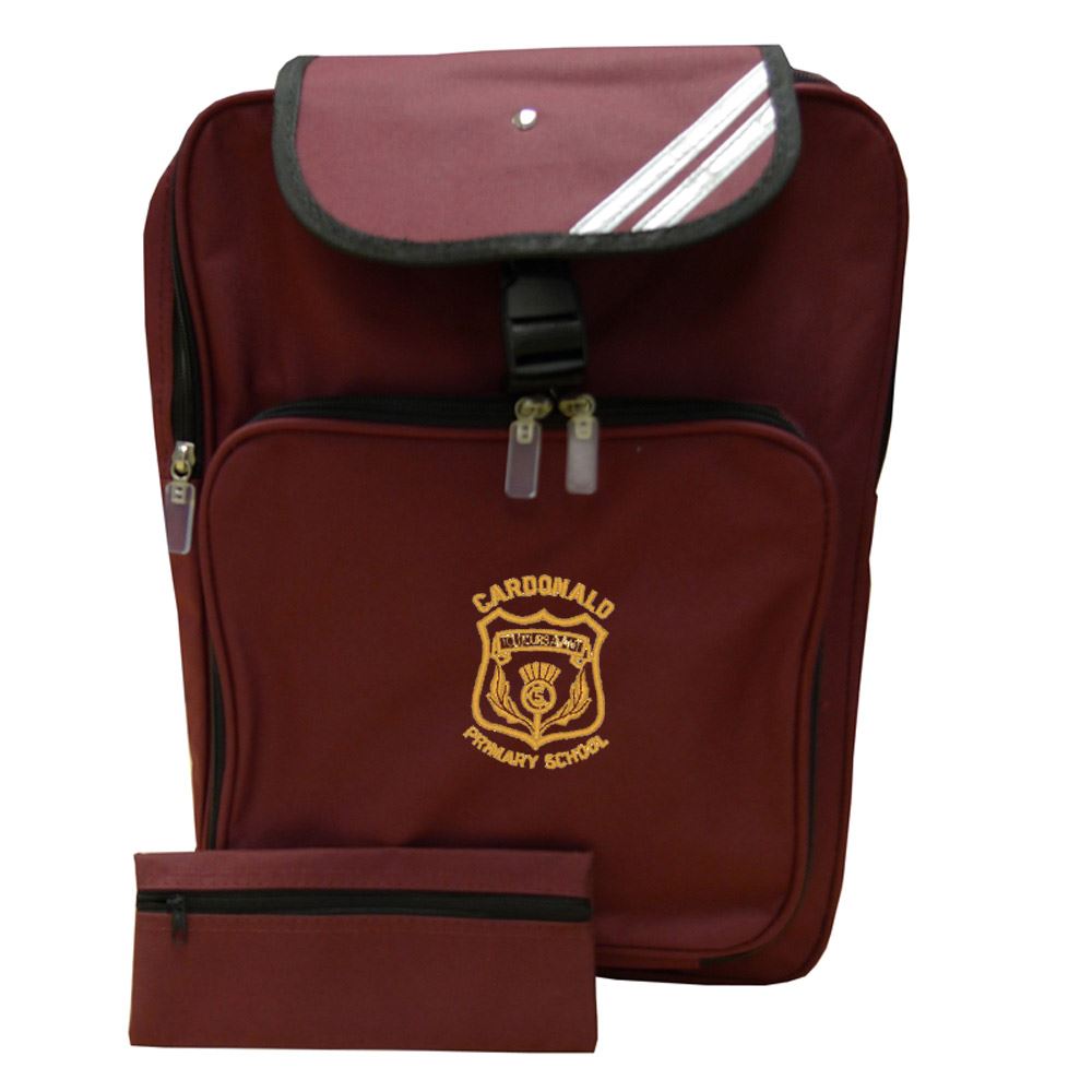 Cardonald Primary Junior Backpack Burgundy Schoolwear Made Easy